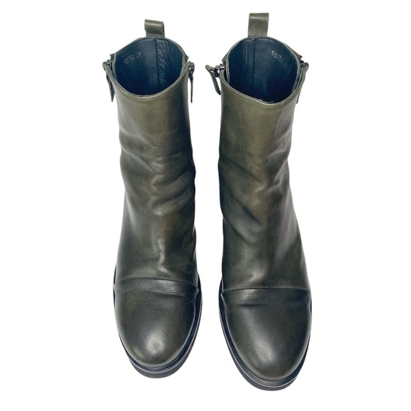 Homers Artesian Green Leather Chelsea Dual Zipper Ankle Boots Size 40/US 9 - Picture 3 of 9